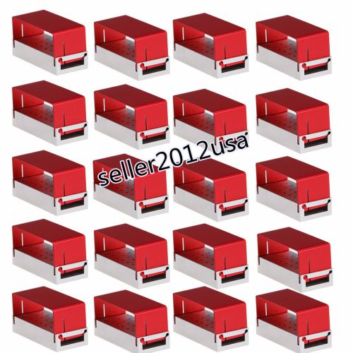 20x Dental Bur Burs Holder Block ALUMINIUM Autoclave Disinfection Box 20 Holes