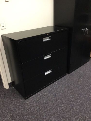 Hon 3-Drawer File Cabinet, Black w/Key - 40.5&#034; h x 42&#034; wide x 19&#034; deep