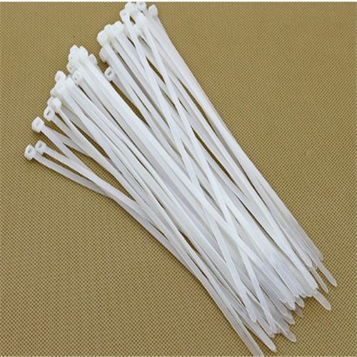 100PCS Special White Self-Locking Nylon Cable Ties Straps Zip Wire Cord Wrap TR