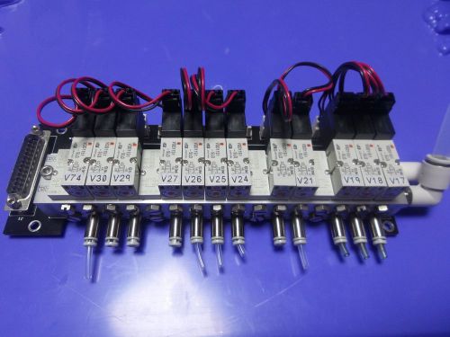 SMC VQD1151-5LO PNEUMATIC VALVE BOARD, SOLENOID VALVES X12, USED