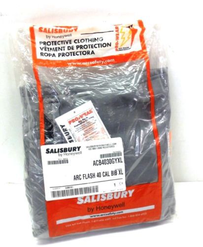 SALISBURY ARC FLASH 40 CAL., BIB OVERALLS, ACB4030GYXL, GRAY, COTTON, XL, QTY.1