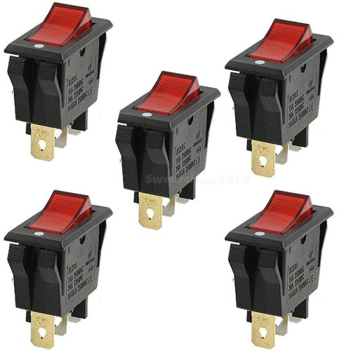 5x Red AC15A/250V 20A/125V ON-OFF 2 Position SPST Boat Rocker Switch 3 pins SWTG