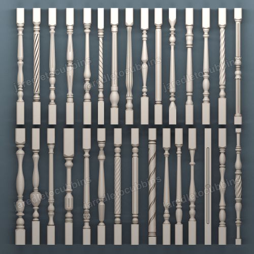 3d model STL Baluster 30 Pcs PACK  4 axis for CNC Router ArtCam