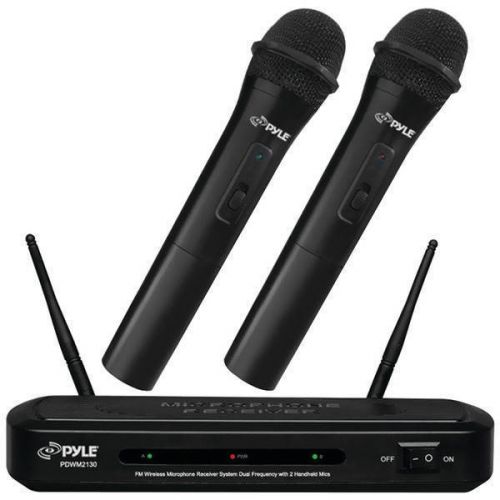 Pyle Pro PDWM2130 FM Wireless Dual-Frequency Microphone Receiver w/2 Handhelds