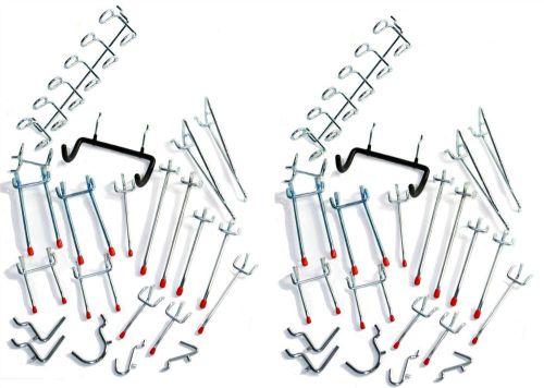 48pc 1/4&#034; &amp; 1/8&#034; Peg Board Hook Garage Hangers Tool Holders Storage Kit Pack