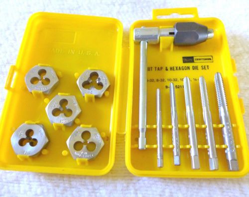 Never used vintage craftsman kromedge 5 cut tap &amp; hexagon die set. u.s. made for sale