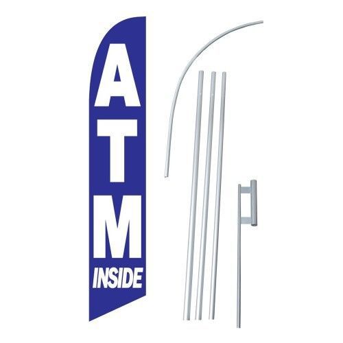 ATM INSIDE WINDLESS SWOOPER FLAG FULL SLEEVED SIGN BANNER KIT MADE USA