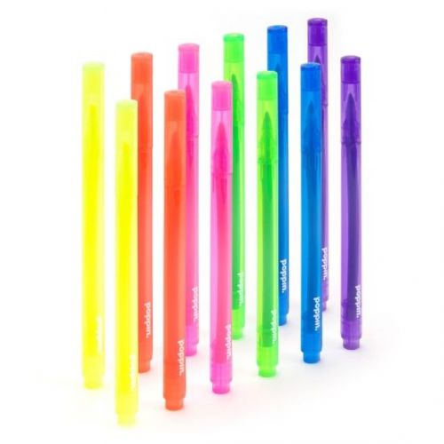 Poppin 12 Thin Highlighters Chisel Tip Assorted Color Inks