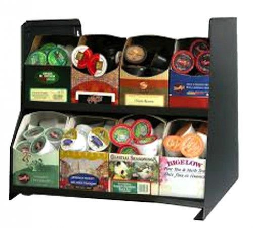 K8 Two Tier Merchandiser Rack Holds 8 Keurig Boxes, Black Metal