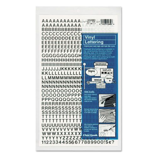 Press-On Vinyl Letters &amp; Numbers, Self Adhesive, Black, 1/4&#034;h, 610/Pack