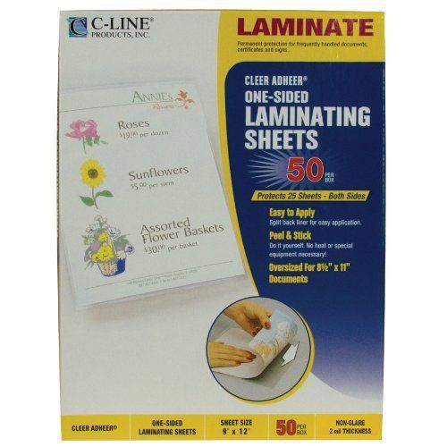 C-Line Heavyweight Cleer Adheer Laminating Film Sheets, Non-Glare, 9 x 12 50 per