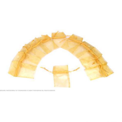 12 Yellow Organza Drawstring Jewelry Pouches 3&#034;