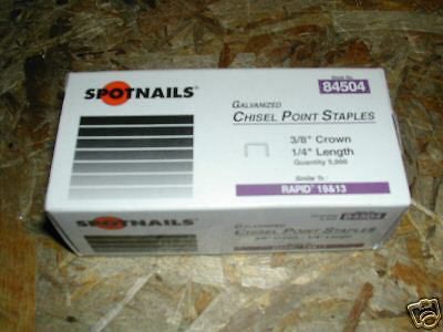 Staples Rapid 13, 19, 28, 30, R-19, A-19 Type 1/4&#034; (250,000) Spotnails 84504