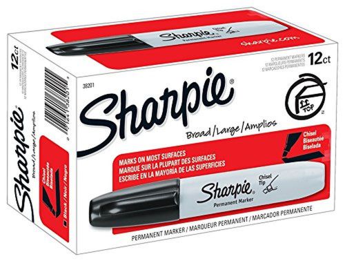 Sharpie Permanent Marker Chisel Tip Black (38201) 12 per pack 12-Pack