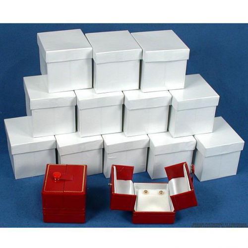 12 Red Earring Gift Boxes w/Snap Lids 2&#034;