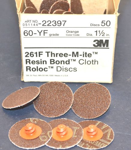 50 new 3m three-m-ite 1-1/2&#034; roloc 60 grit disc 261f grinding discs #wl7.4.2 for sale