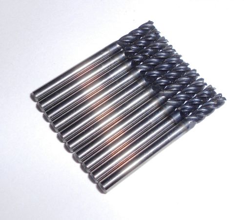 Lot of 10 sgs 1/8 dia 4 fl carbide single end altin 30 deg helix .015 corner rad for sale