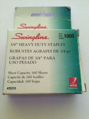 Swingline 35319 SF13 Premium Hvy-Duty Staples,3/4&#034;L,100/Strip,1000/BX