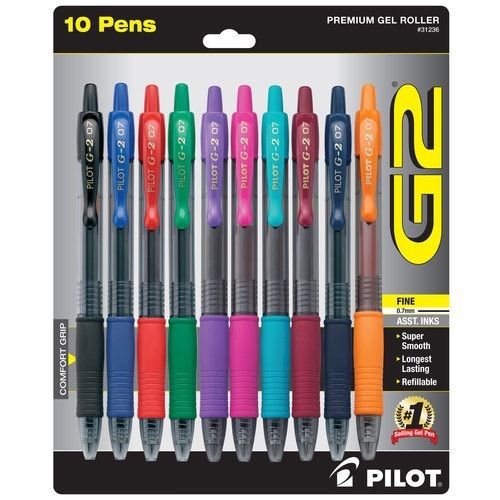 PILOT G2 10-PACK ASSORTED FINE PENS