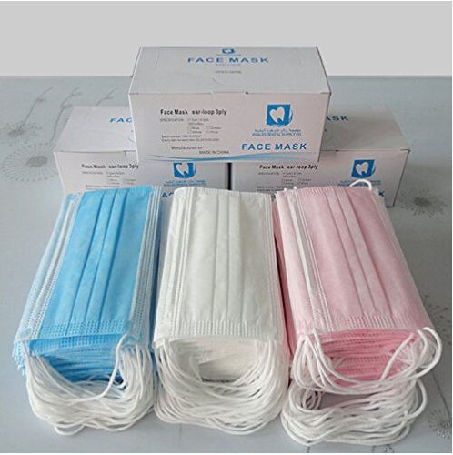 New 100pcs Non-woven Disposable Masks Dustproof with Aluminum Strip white