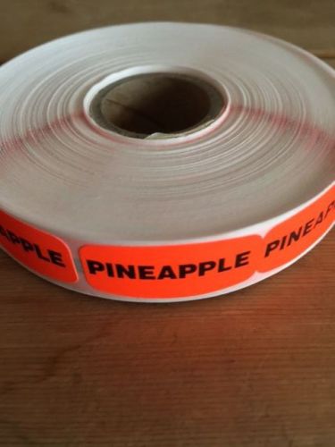 1.25&#034; x .625&#034; PINNEAPPLE MERCHANDISE LABELS 1000 PER ROLL FL RED BLACK STICKER