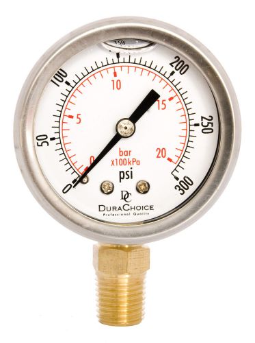 2&#034; Oil Filled Pressure Gauge - SS/Br 1/4&#034; NPT Lower Mount 300PSI