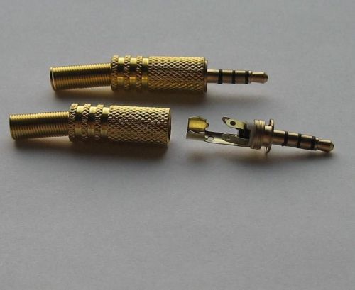 10 Pcs 3.5mm 4 Pole TRRS Male Construction Gold Plug headphone Jack Soldering