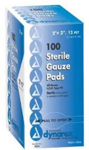 Dynarex Gauze Pads - Sterile - 2&#034; X 2&#034; - 12 Ply - 100 ct