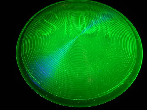 Green Vaseline glass Stop Light / Lens Elevator car truck signal uranium traffic