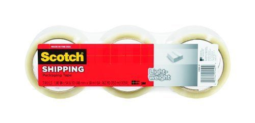 Shipping Packing Tape 6 Rolls 3M Scotch Clear Sealing 1.88&#034; x54.6 Yards per Roll