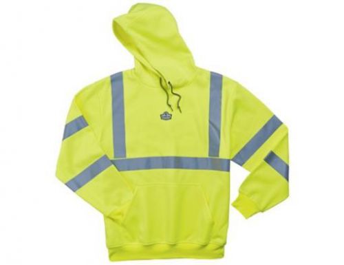 Ergodyne GLoWEAR 8393 Class 3 Hooded Sweatshirt, 4X-Large, Lime