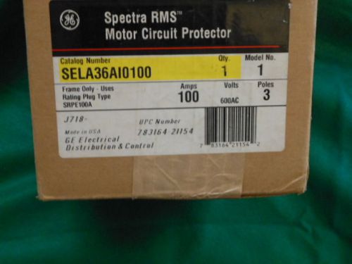 New  GENERAL ELECTRIC SPECTRA SELA36AI0100  600V 100A  3P CIRCUIT BREAKER