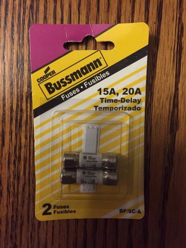 2 Cooper Bussmann Time-Delay Fuses, 15A, 20A, BP/SC-A