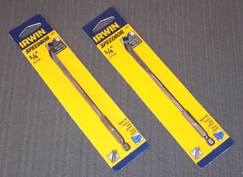 2 ea. Irwin 88804 1/4&#034; Speedbor Blue Groove Spade Bits