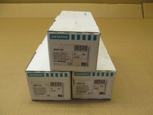 12 NIB SIEMENS 3NW7-033 3NW7033 FUSE HOLDER 3P 32A 600V 10X38MM FUSE LOT OF 12