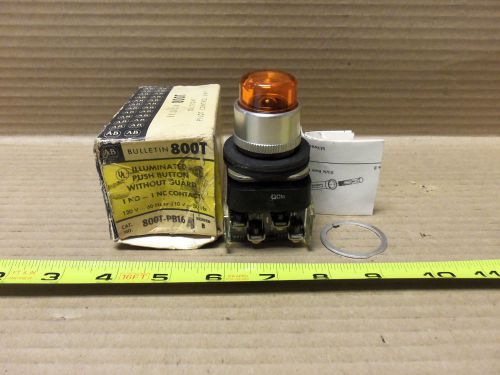 NEW ALLEN BRADLEY ILLUMINATED PUSH BUTTON SWITCH, 800T-PB16, SER B, ORANGE