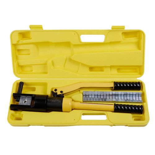 16 Ton Hydraulic Wire Terminal Crimper Battery Cable Lug Crimping Tool w/Dies