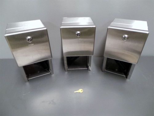 Bobrick stainless toilet paper holder wall mount dispenser w/key lot of 3 for sale