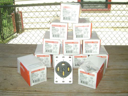 Lot (12) Range Receptacle 50A 125V/250V 3P 4W Black 3894 Pass &amp; Seymour Legrand