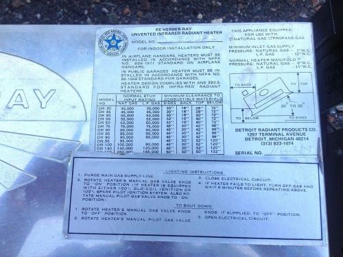 re-verber-ray unvented infrared radiant heater DR 30