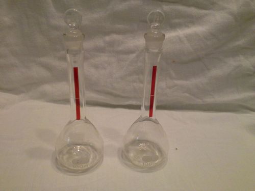 Pyrex 100ml No. 5660 Volumetric Flask W/Stopper (2)