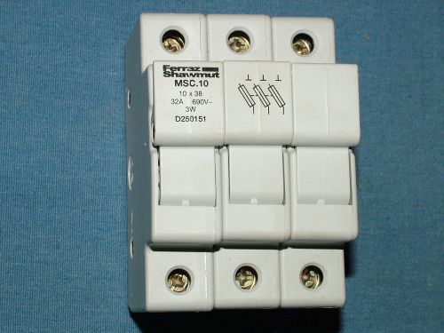 Ferraz shawmut d250151  msc.10  10 x 38  fuse block holder 30a 600v 3phase for sale