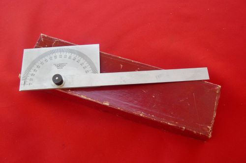 Nice STARRETT No. C183 Satin Chrome Protractor Machinist Measuring Tool Vintage