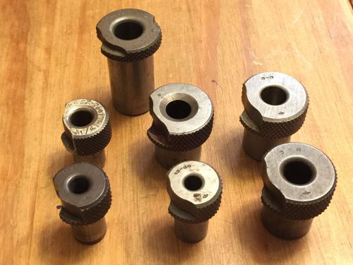 Vintage machinist lot slip fixed renewable drill bushings 1/4, 15/64, 3/8, 7/16 for sale