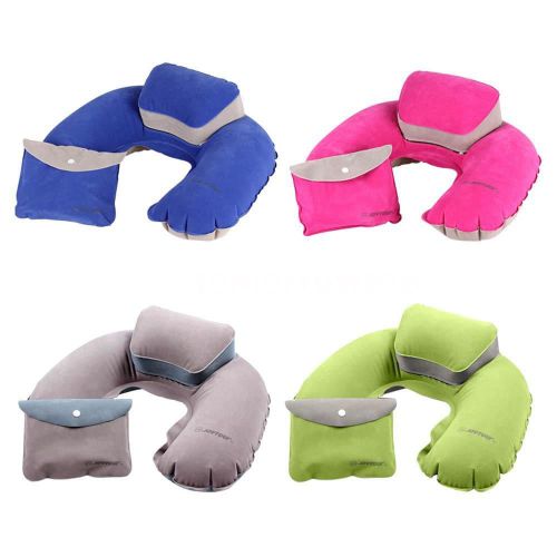 Air Pillow Inflatable U Shape Neck Blow Up Cushion PVC Flocking Outdoor Folding