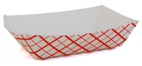 Southern champion tray 0401 #25 southland paperboard red check food tray, 1/4-lb for sale