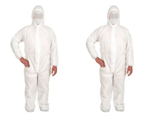 2 x PAIRS Beaver Disposable Overalls White Zip Hood 983504 Size M Medium