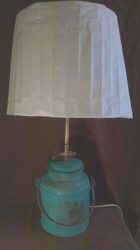 Vintage Teal Shabby Chic, Rustic Metal Farm Cream/Milk Can Lamp