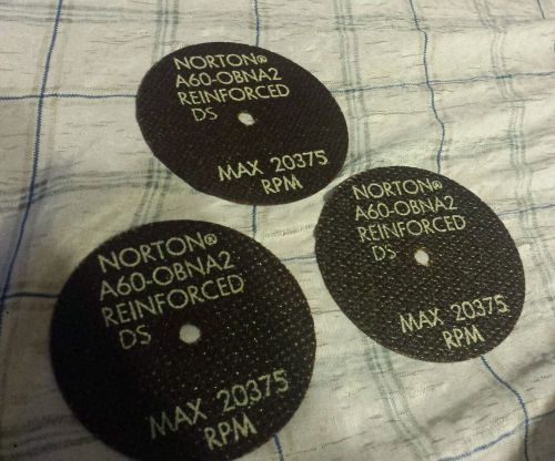 3x Norton Cutting Wheel 3&#034; Reinforced  Cutt Off A60-OBNA2 20375 RPM DS