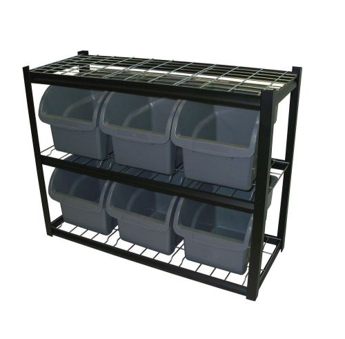 Edsal Industrial Bin Unit Shelving 6 Jumbo Bins Black Strength Steel - New Item